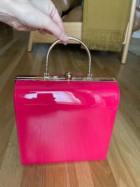 NWT, Therapy London Pink Patent Hard Case/Bag, Gold Hardware